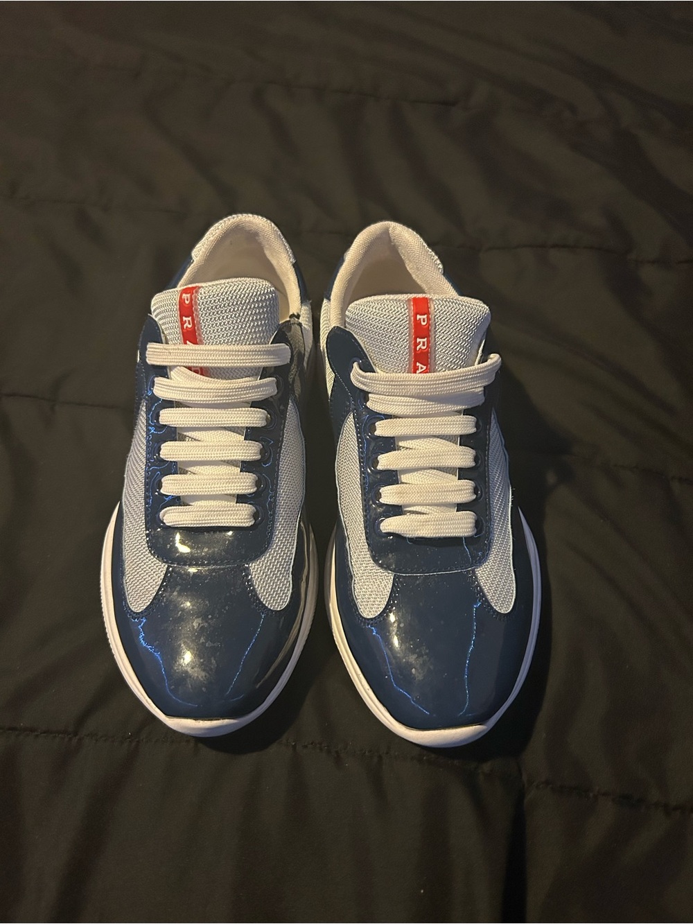 Prada Blue & White Men's Low-Top Sneakers